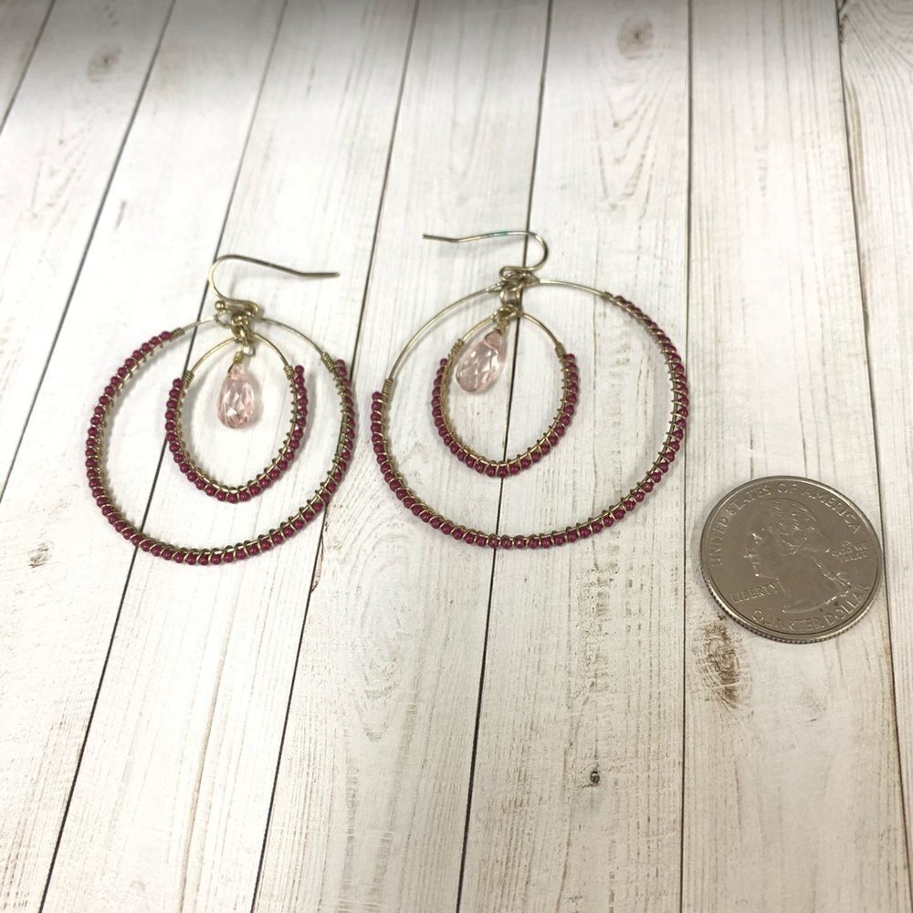 Beaded Crystal Circle Earrings‎